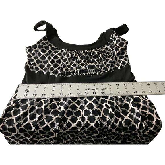 East 5th Womens Petite Medium PM Black White Dress Sleeveless Scoop Neck Waffle - Picture 6 of 12